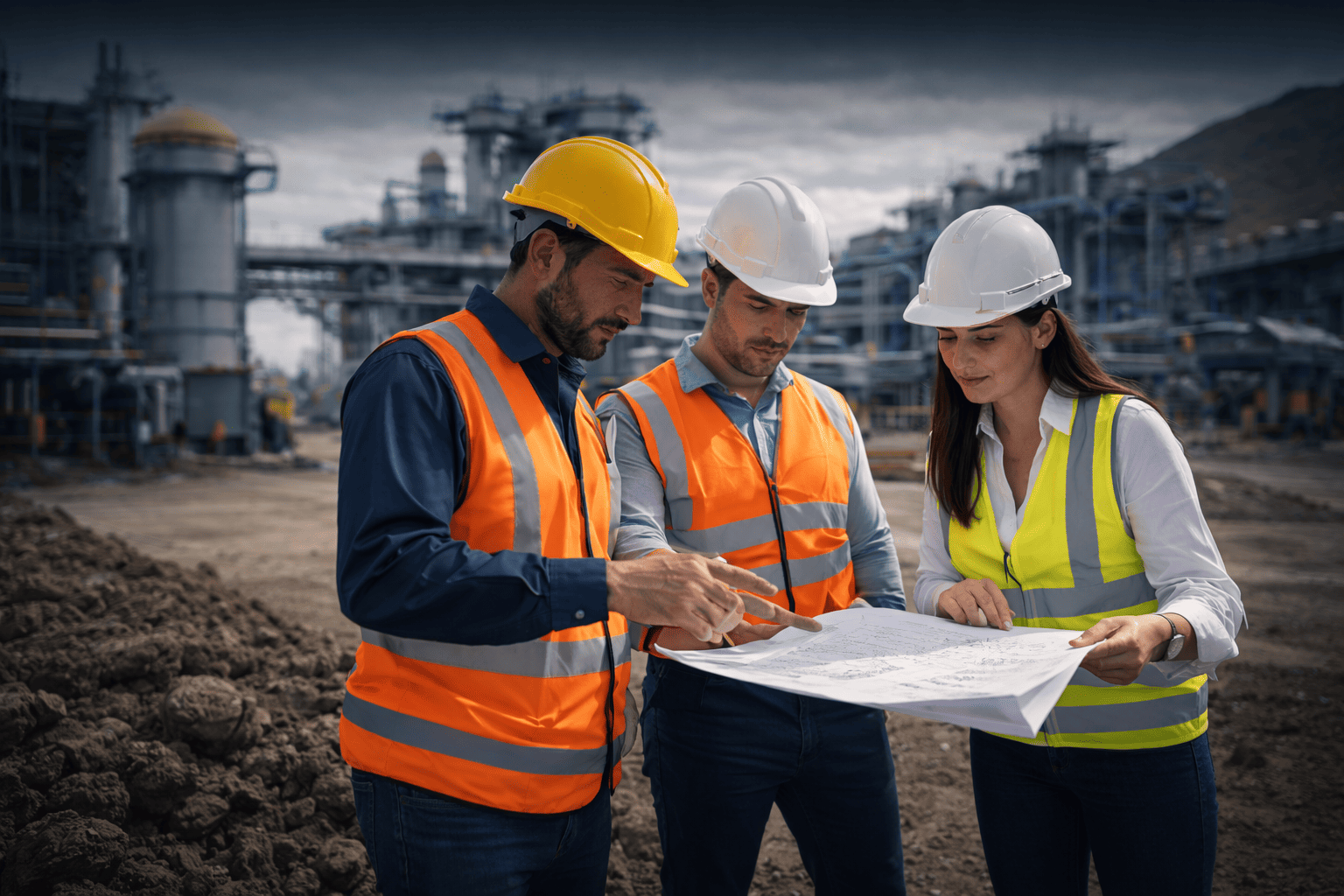 examinando planos en sitio industrial (1)